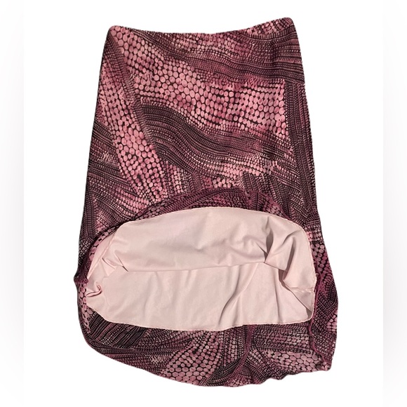 A-List Brand Women’s Sz Medium Pencil Lettuce Trim Pink/Brown Skirt - Picture 3 of 4